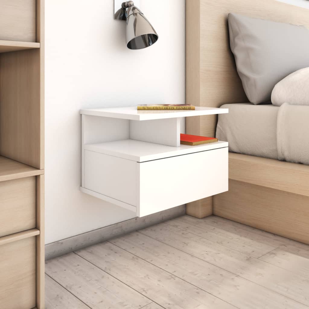 Berkfield Floating Nightstands 2 pcs High Gloss White 40x31x27 cm Engineered Wood