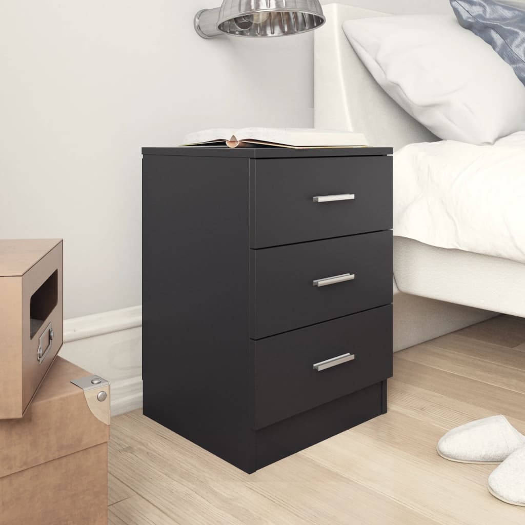 Berkfield Bedside Cabinet Black 38x35x56 cm Engineered Wood
