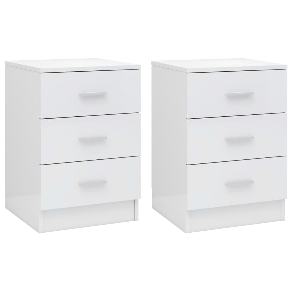 Berkfield Bedside Cabinets 2 pcs High Gloss White 38x35x56 cm Engineered Wood