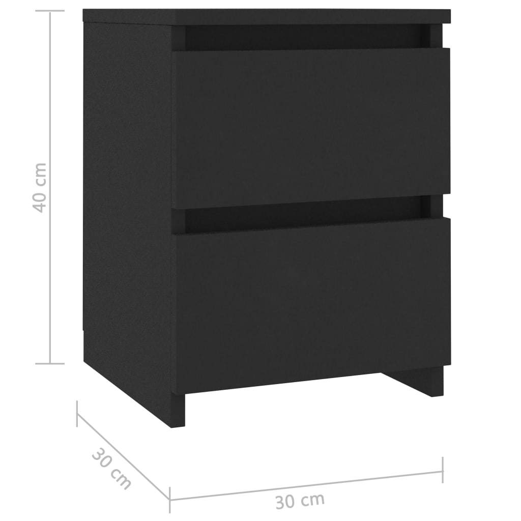 Berkfield Bedside Cabinets 2 pcs Black 30x30x40 cm Engineered Wood