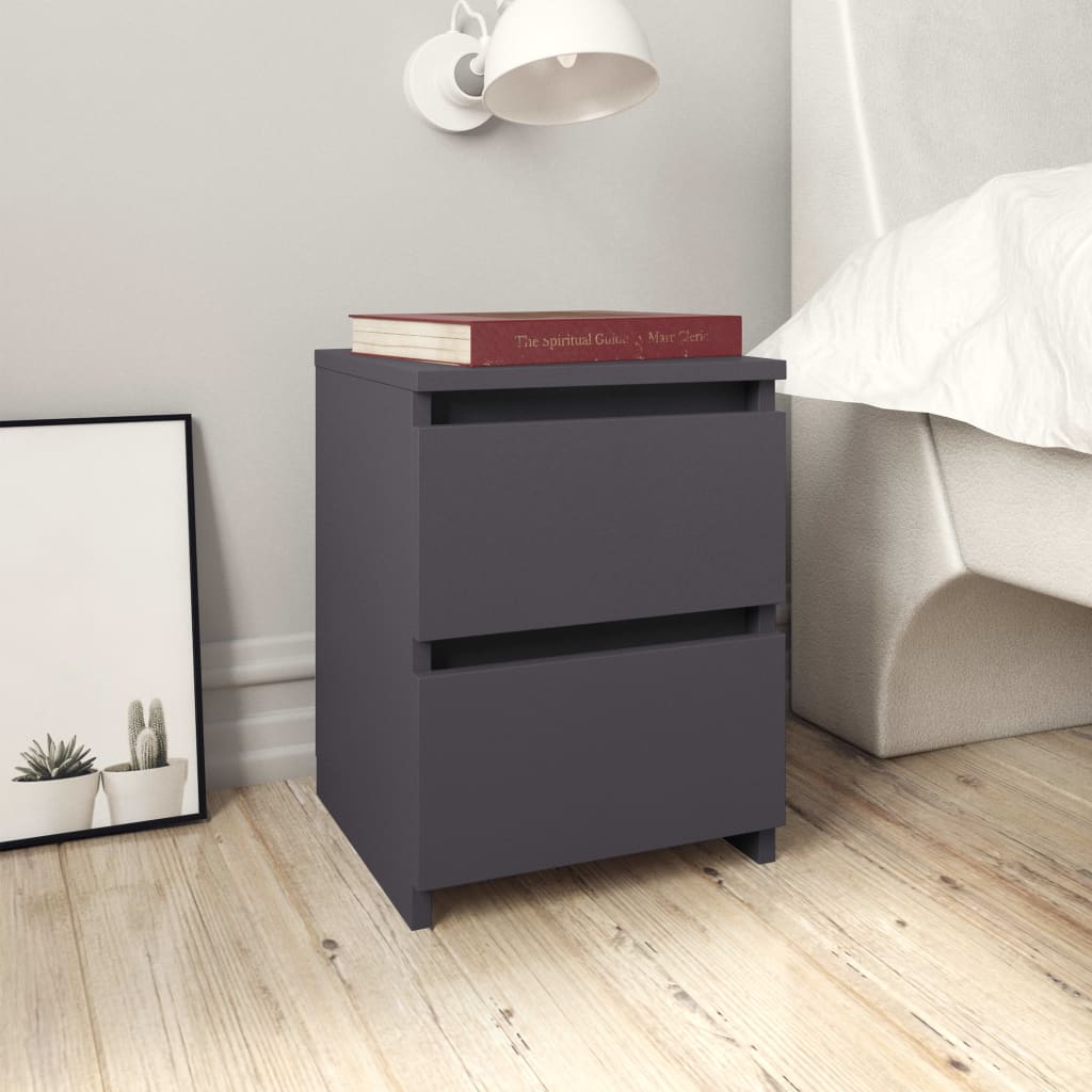 Berkfield Bedside Cabinets 2 pcs Grey 30x30x40 cm Engineered Wood