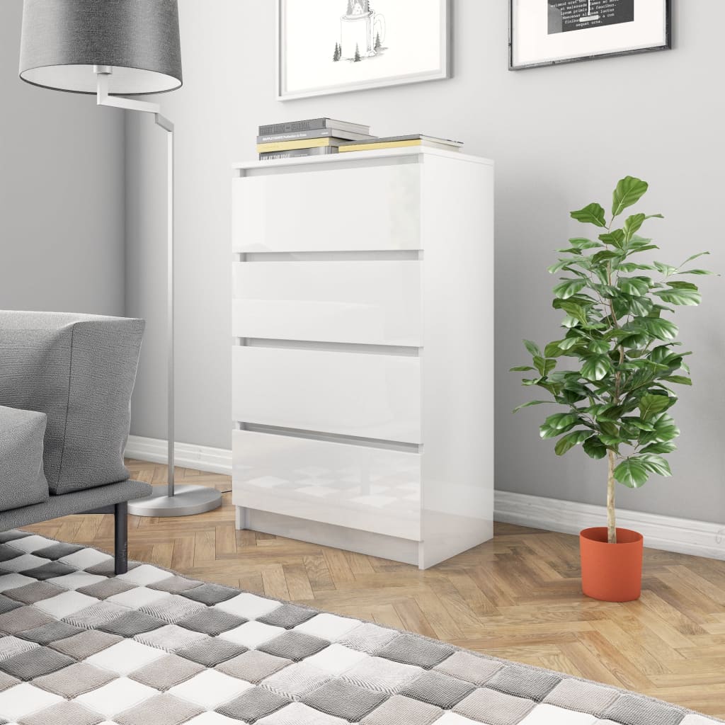 Berkfield Sideboard High Gloss White 60x35x98.5 cm Engineered Wood