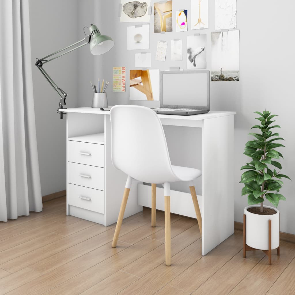 Berkfield Desk with Drawers White 110x50x76 cm Engineered Wood