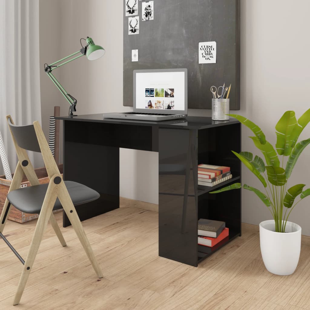 Berkfield Desk High Gloss Black 110x60x73 cm Engineered Wood