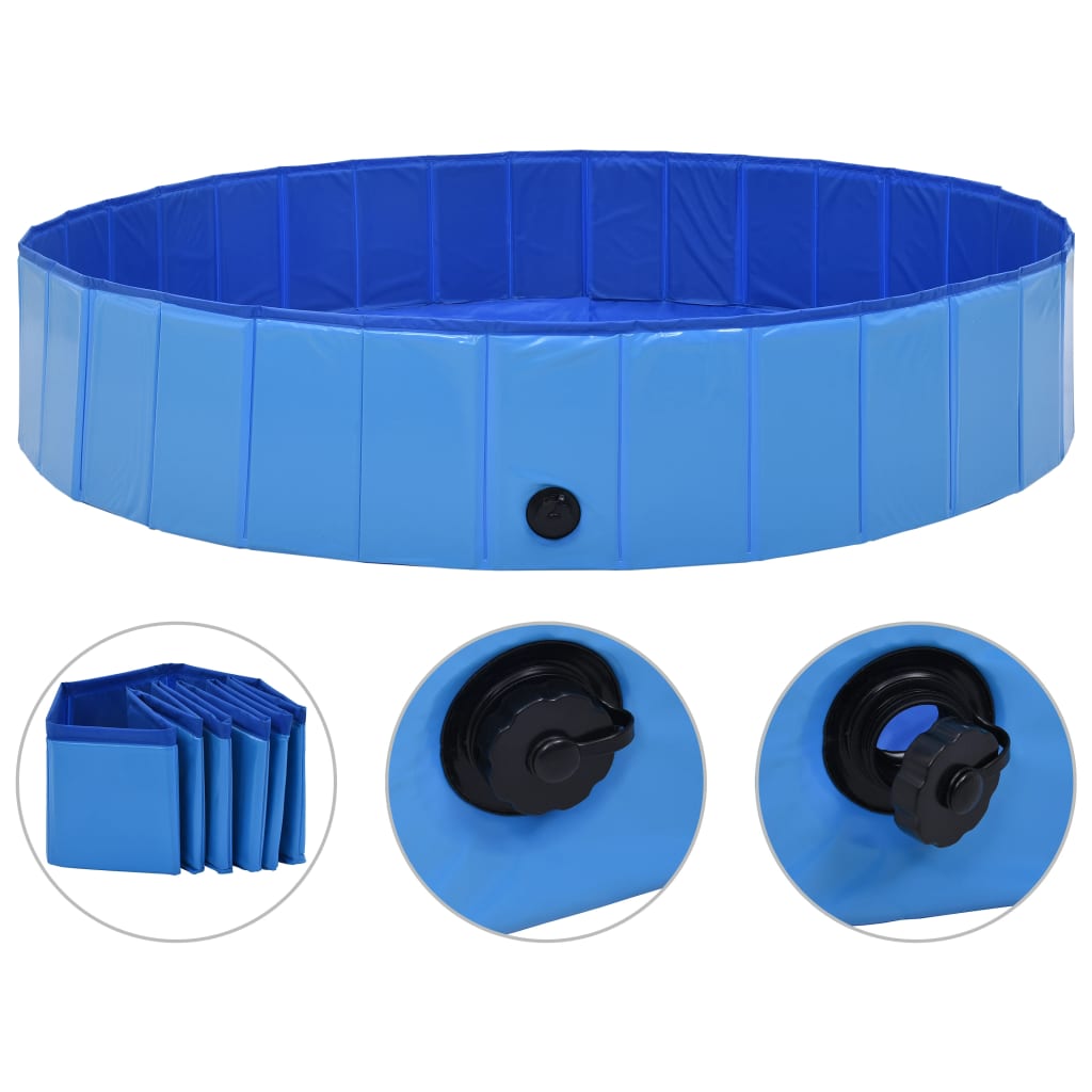 Berkfield Foldable Dog Swimming Pool Blue 160x30 cm PVC