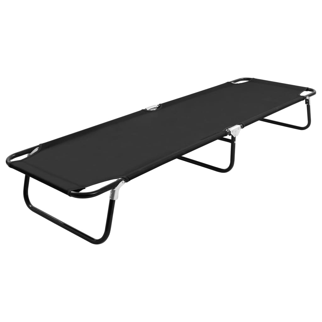 Berkfield Folding Sun Lounger Black Steel