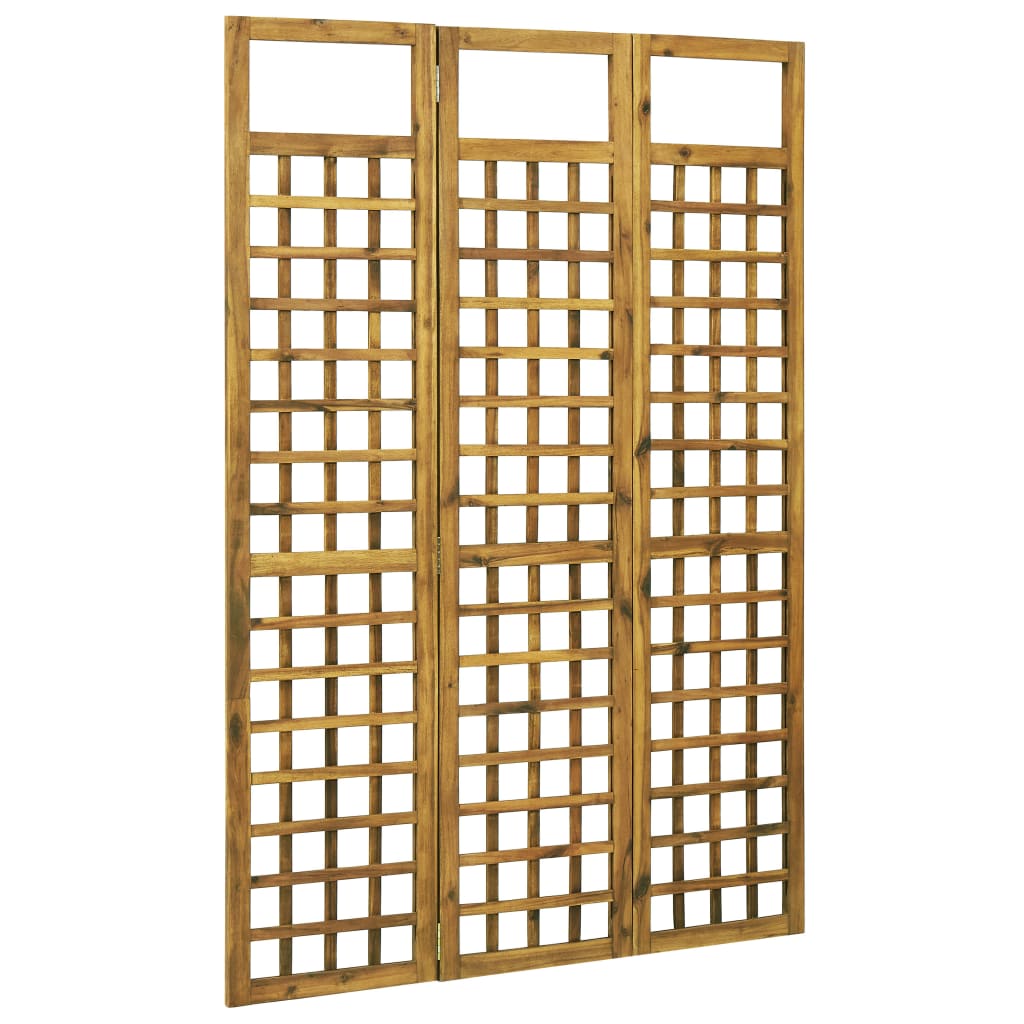 Berkfield 3-Panel Room Divider/Trellis Solid Acacia Wood 120x170 cm