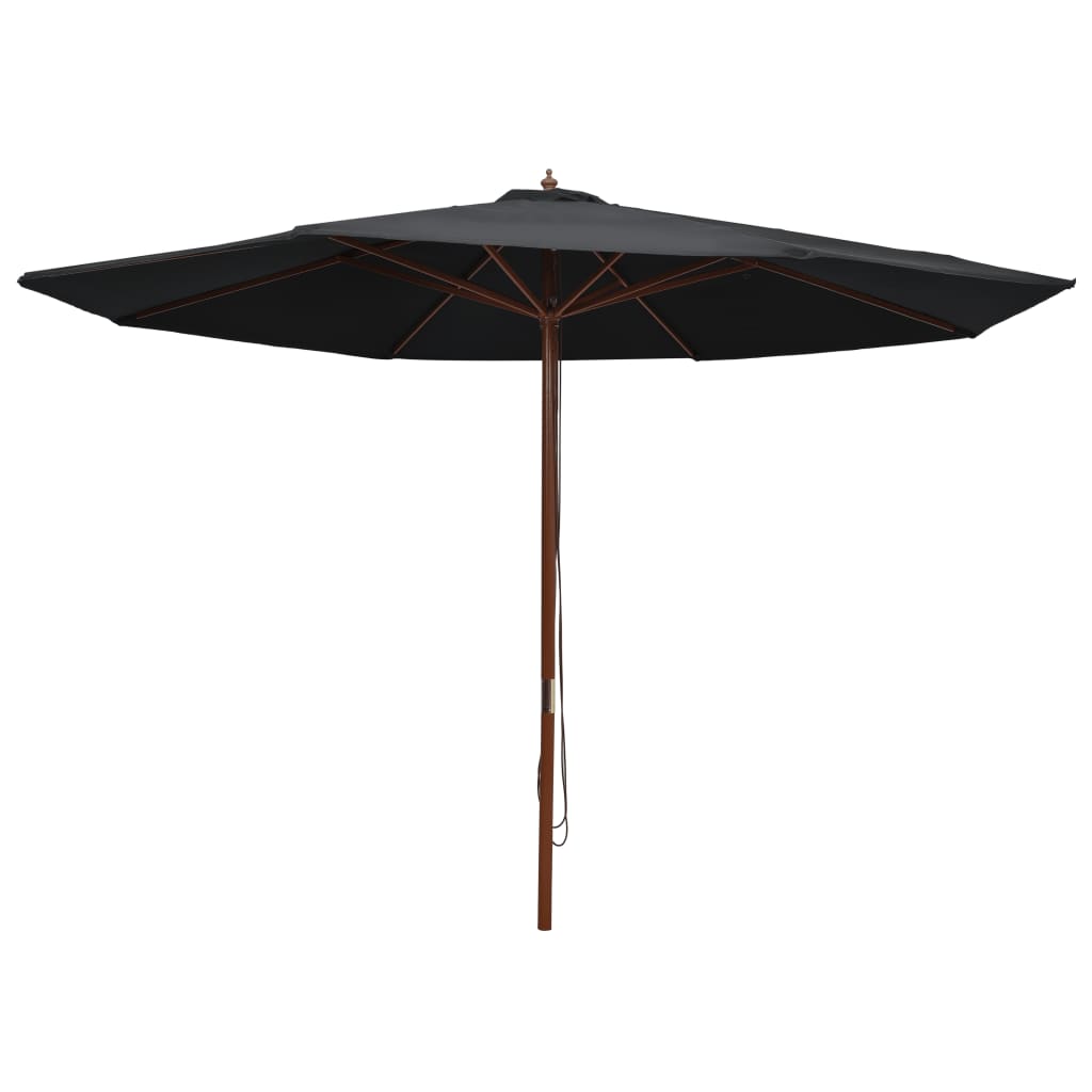 Berkfield Outdoor Parasol with Wooden Pole 350 cm Black