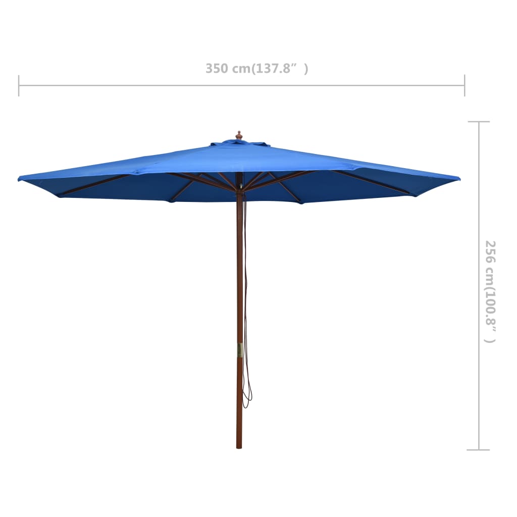 Berkfield Outdoor Parasol with Wooden Pole 350 cm Blue