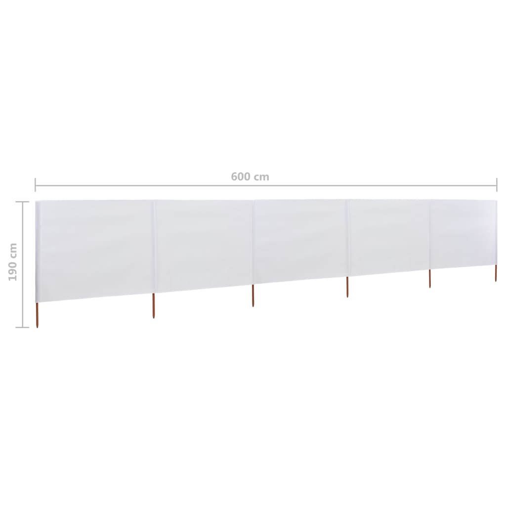 Berkfield 5-panel Wind Screen Fabric 600x160 cm Sand White