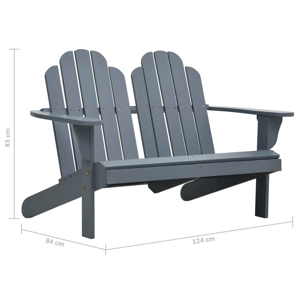 Berkfield Double Adirondack Chair Wood Grey