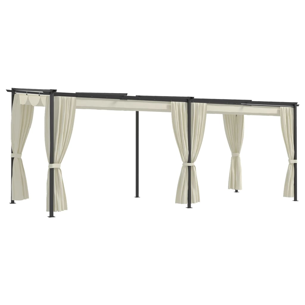 Berkfield Gazebo with Curtains 3x6 m Cream Steel