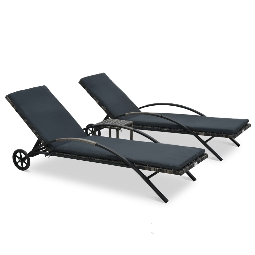 Berkfield Sun Loungers with Table Poly Rattan Anthracite