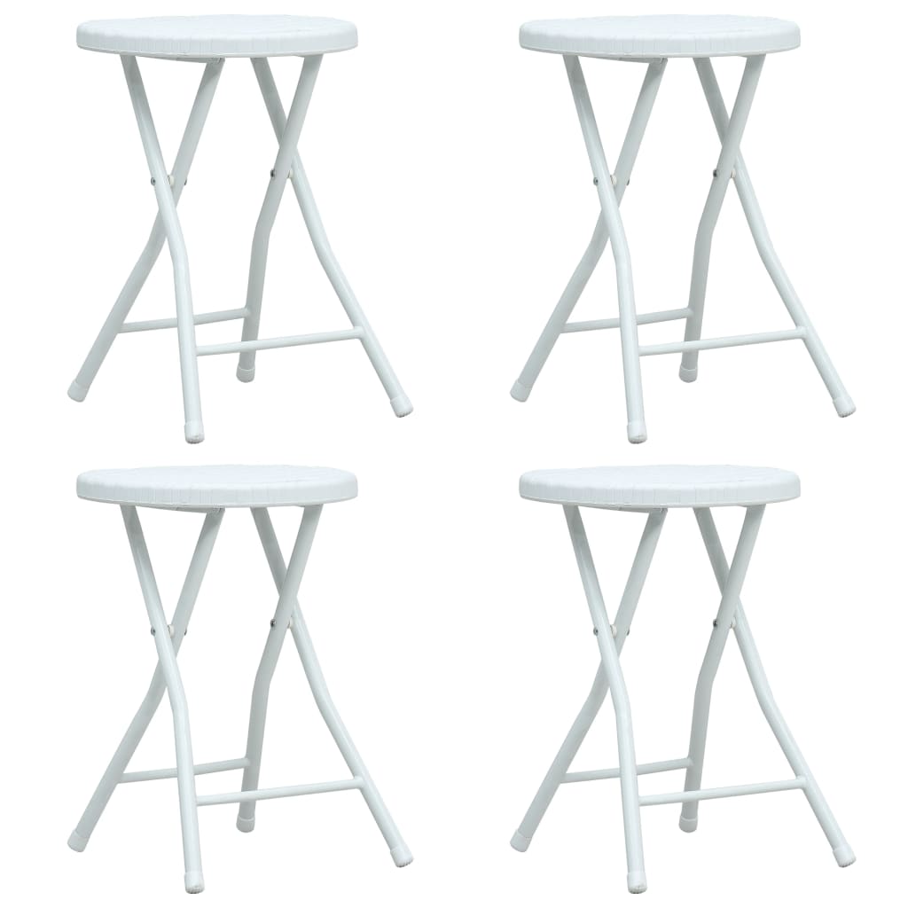 Berkfield Folding Garden Stools 4 pcs White HDPE Rattan Look