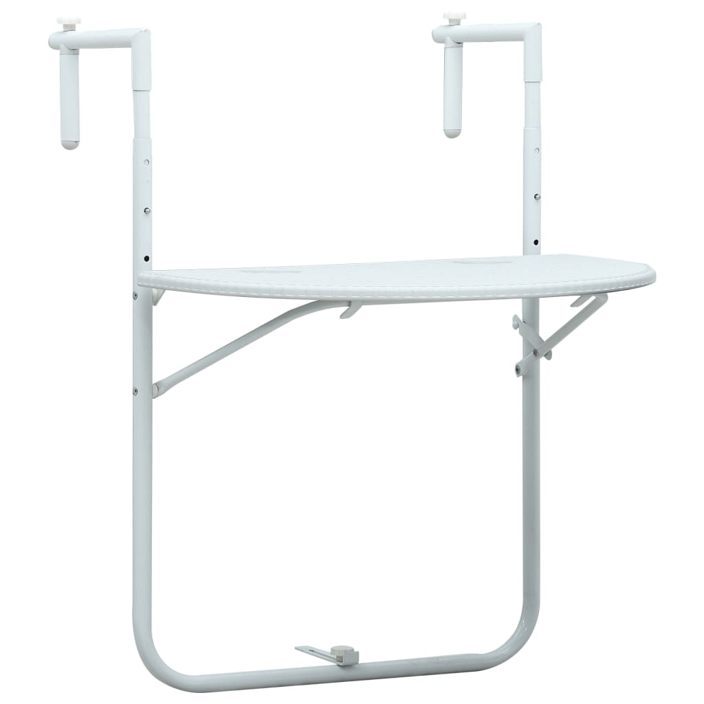 Berkfield Hanging Balcony Table White 60x64x83.5 cm Plastic Rattan Look