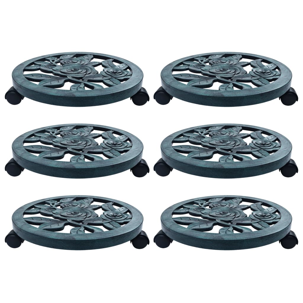Berkfield Plant Trolleys 6 pcs Green 38 cm Plastic