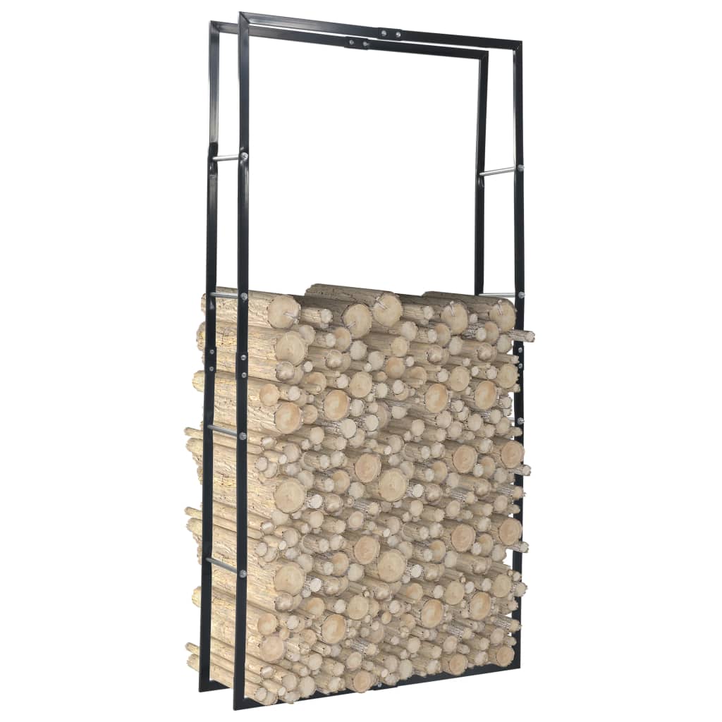 Berkfield Firewood Rack Black 100x25x200 cm Steel