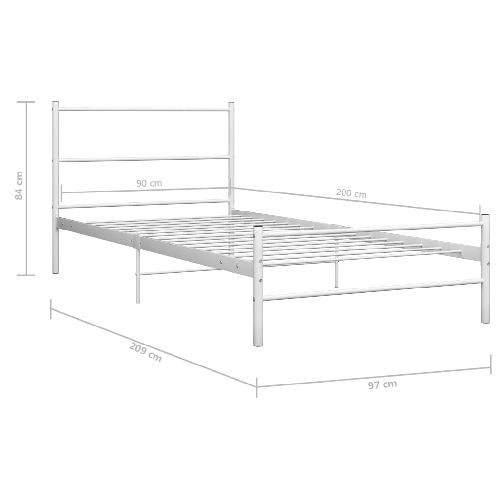 Berkfield Bed Frame White Metal 90x200 cm