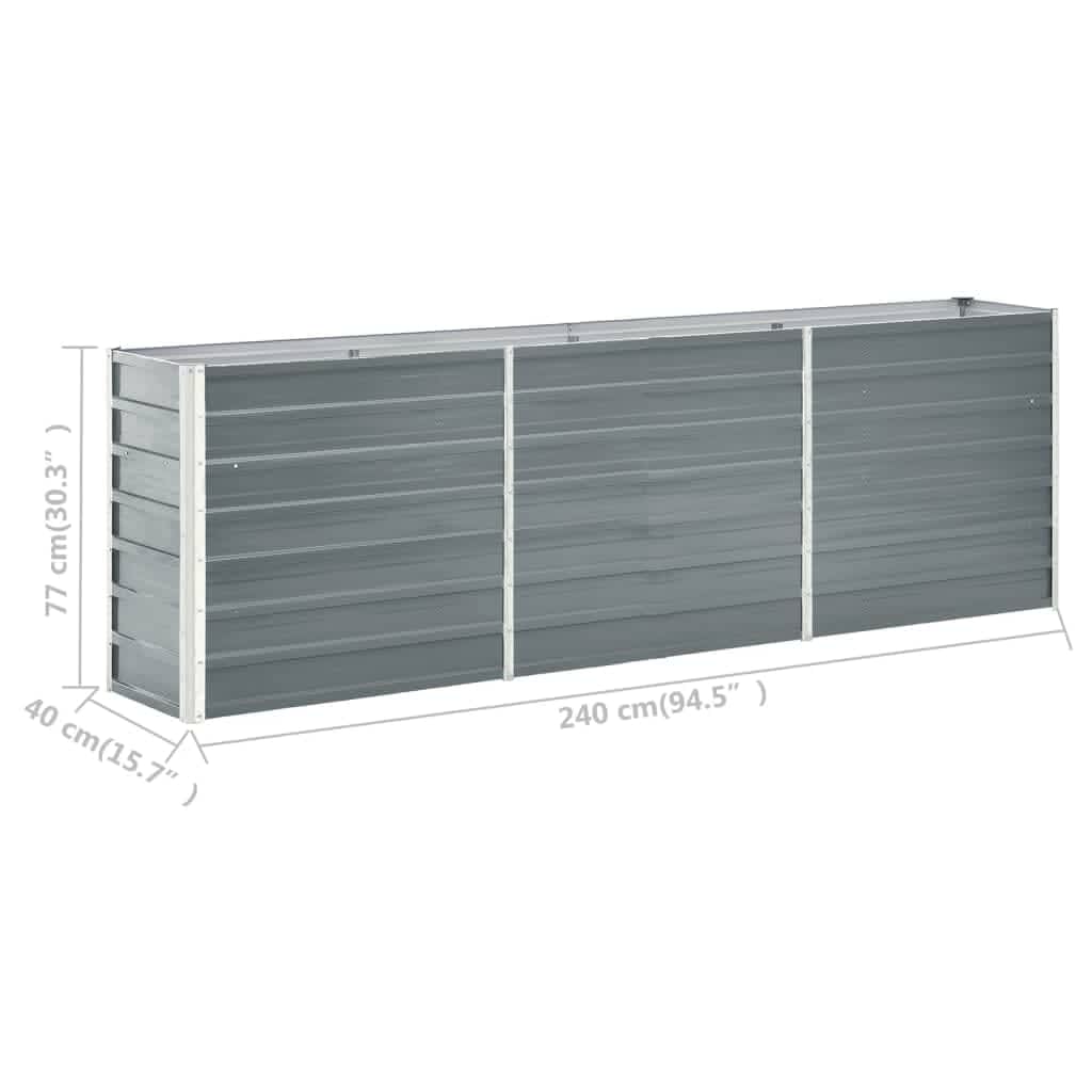 Berkfield Garden Raised Bed Galvanised Steel 240x40x77 cm Grey