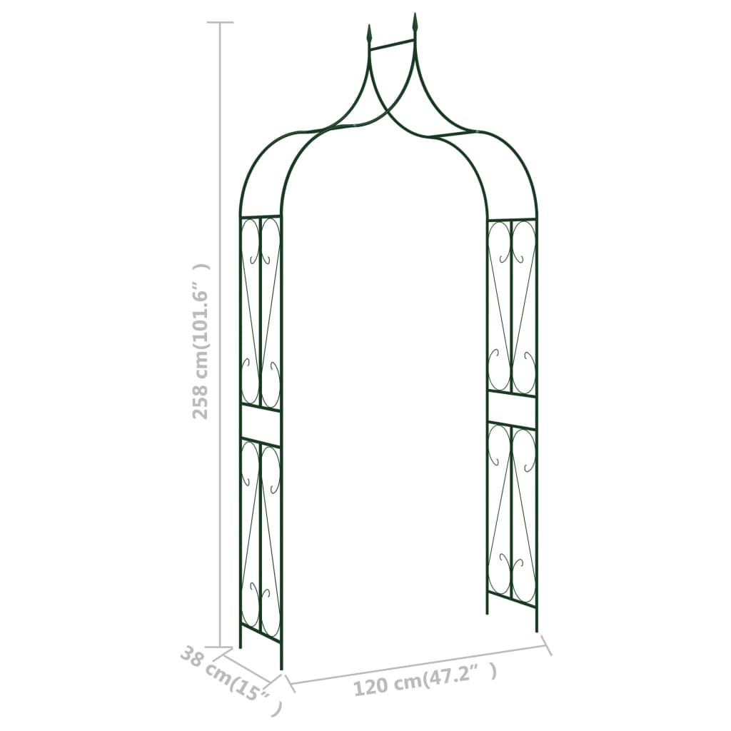 Berkfield Garden Arch Dark Green 120x38x258 cm Iron