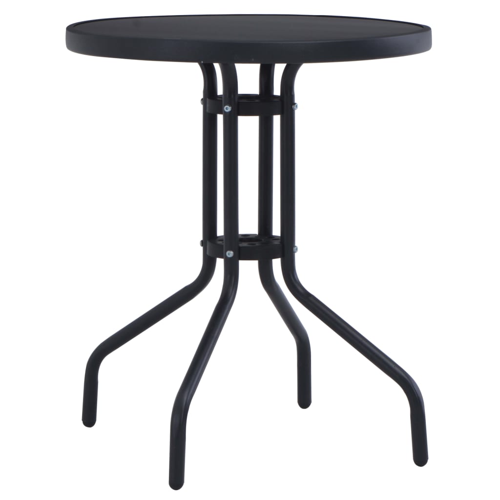 Berkfield Garden Table Black 80 cm Steel and Glass