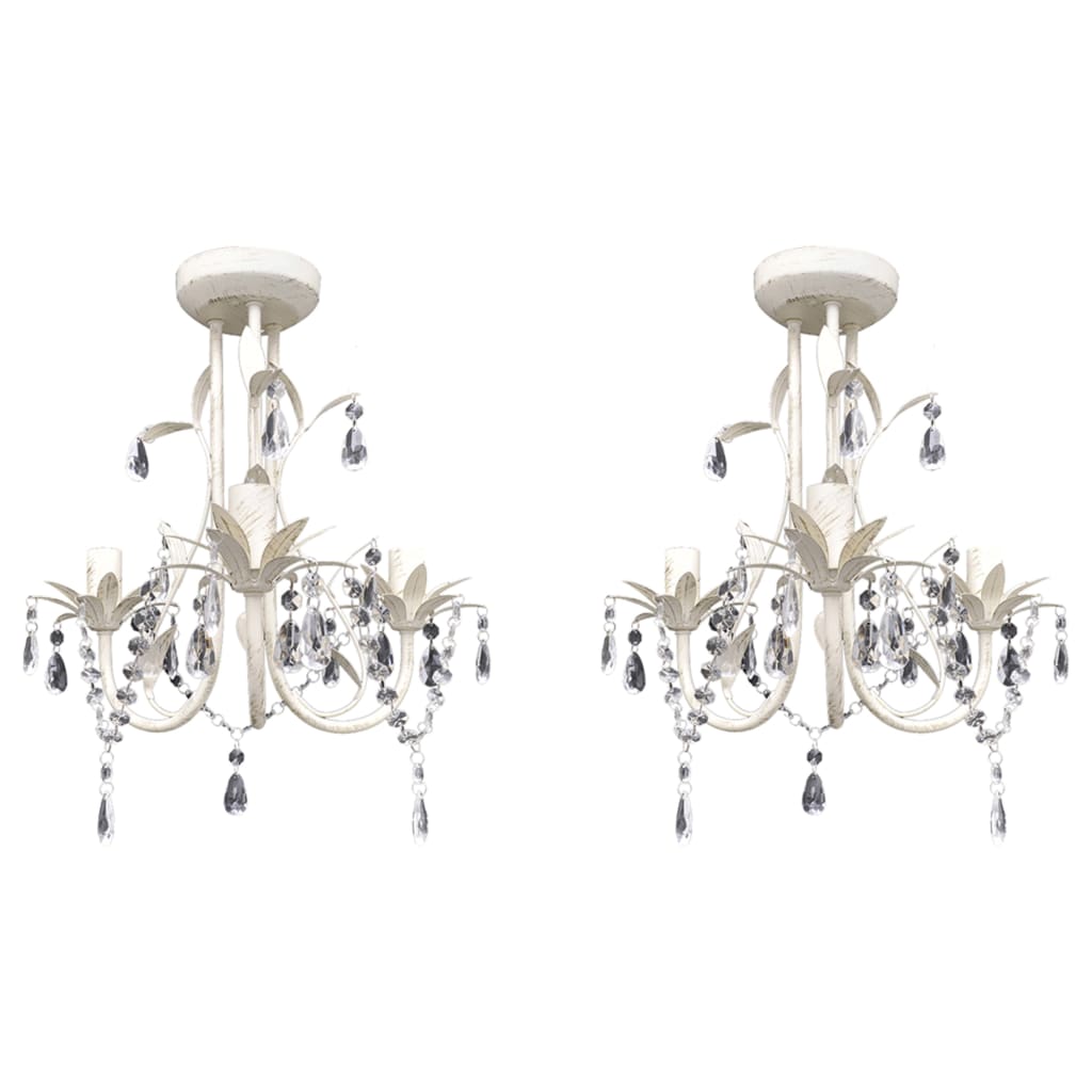 Berkfield Crystal Pendant Ceiling Lamp Chandeliers 2 pcs Elegant White