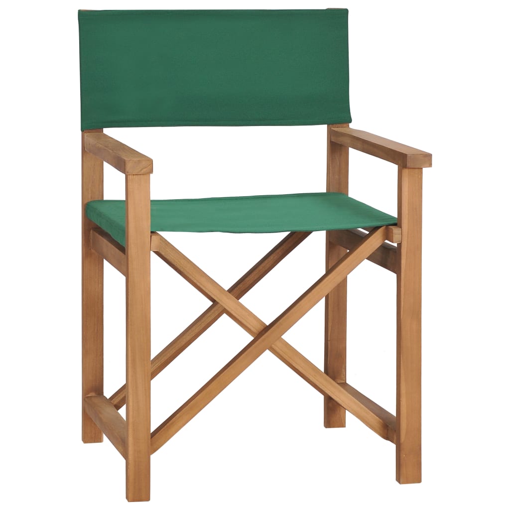 Berkfield Director's Chair Solid Teak Wood Green