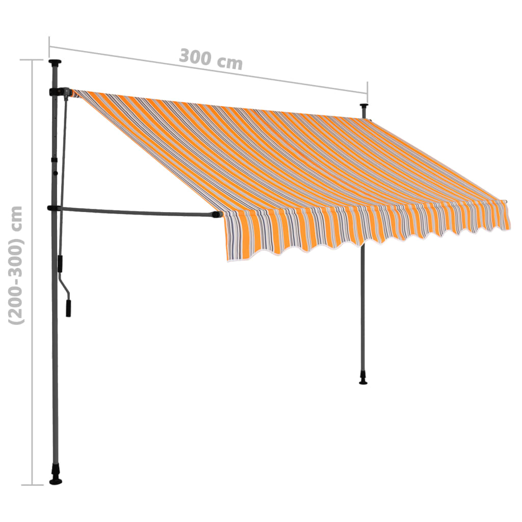 Berkfield Manual Retractable Awning with LED 300 cm Yellow and Blue