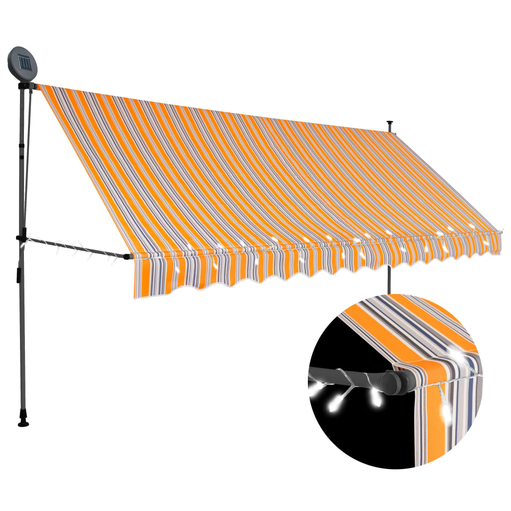 Berkfield Manual Retractable Awning with LED 400 cm Yellow and Blue