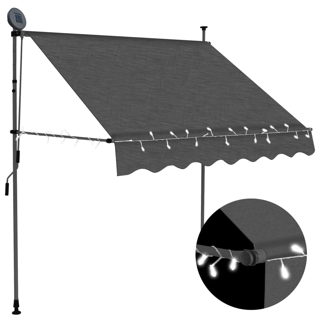 Berkfield Manual Retractable Awning with LED 200 cm Anthracite