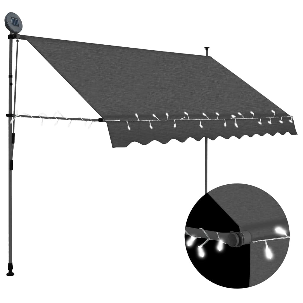 Berkfield Manual Retractable Awning with LED 300 cm Anthracite