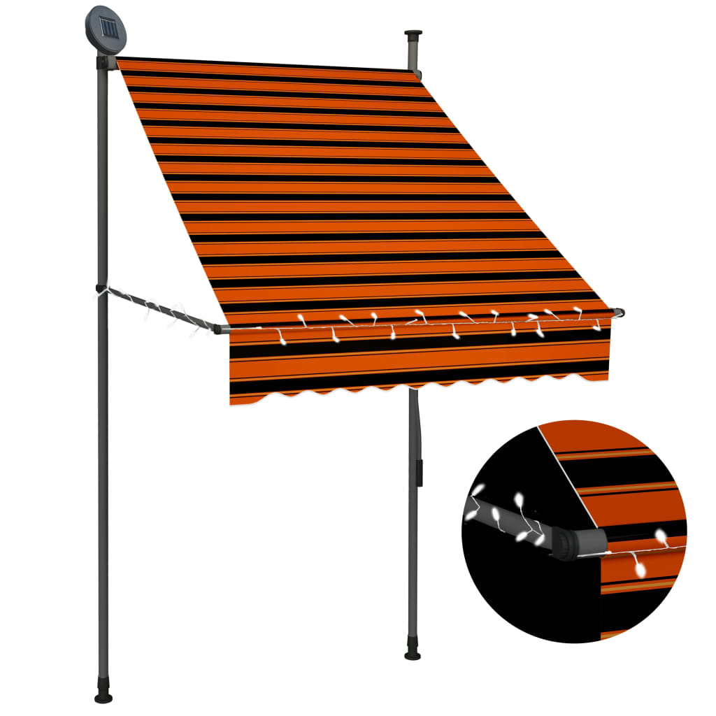 Berkfield Manual Retractable Awning with LED 100 cm Orange and Brown