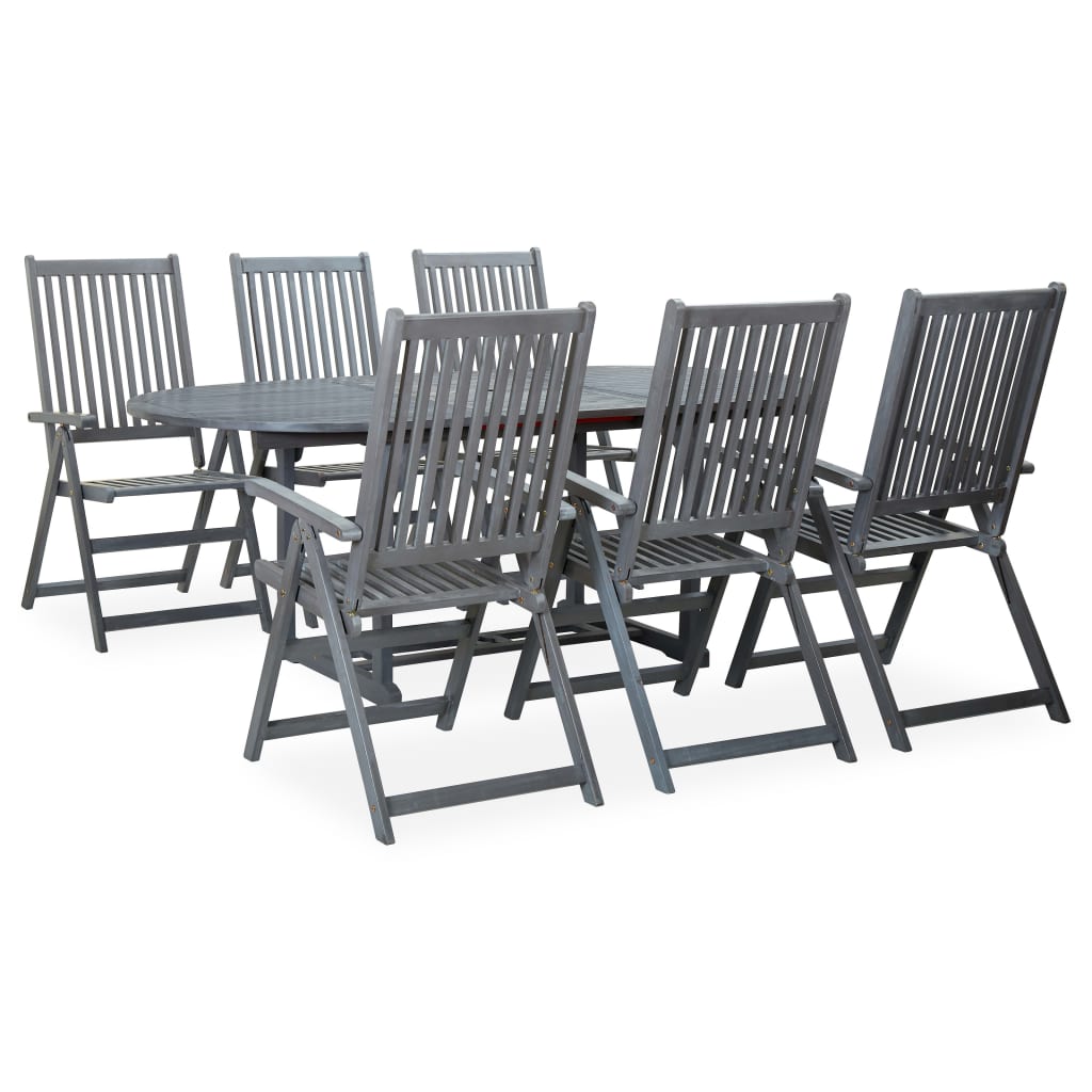 Berkfield 7 Piece Outdoor Dining Set Solid Acacia Wood Grey