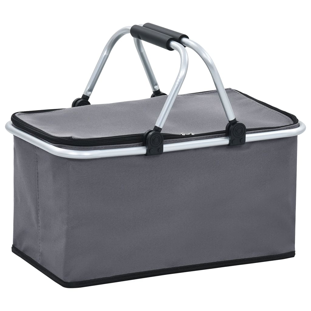 Berkfield Foldable Cool Bag Grey 46x27x23 cm Aluminium