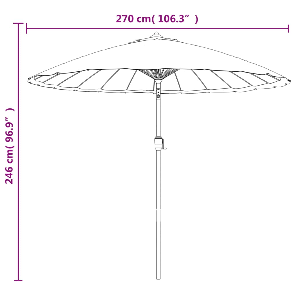 Berkfield Outdoor Parasol with Aluminium Pole 270 cm Black