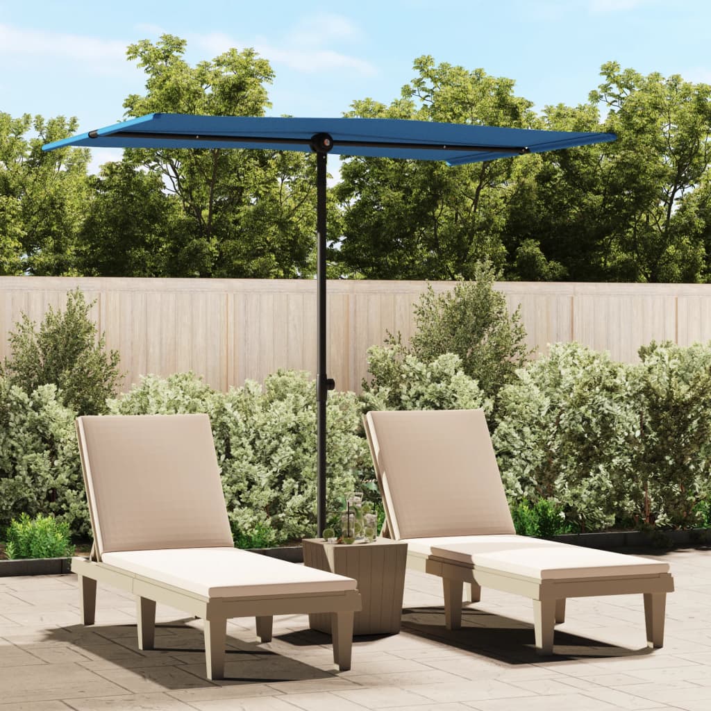 Berkfield Outdoor Parasol with Aluminium Pole 2x1.5 m Azure Blue