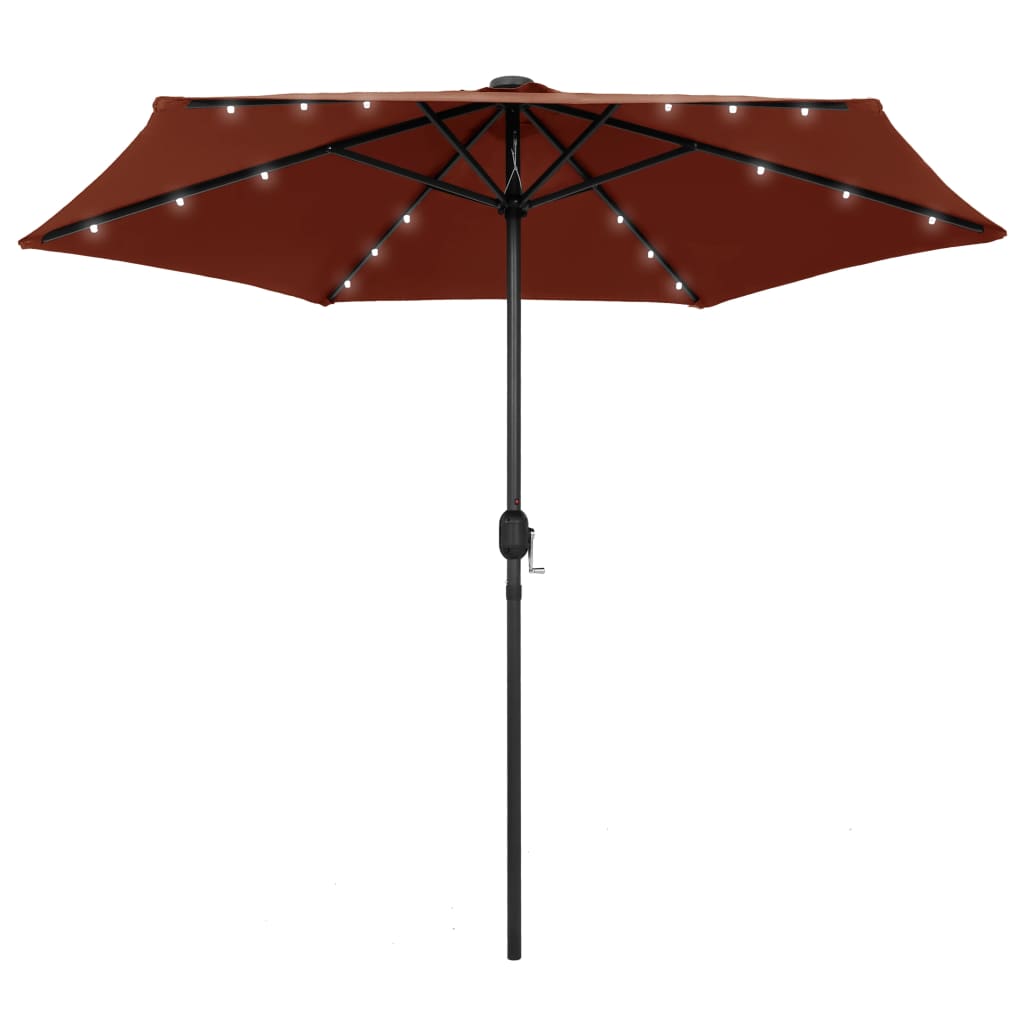 Berkfield Parasol with LED Lights and Aluminium Pole 270 cm Terracotta