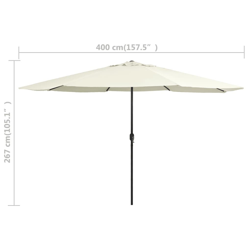 Berkfield Outdoor Parasol with Metal Pole 400 cm Sand White
