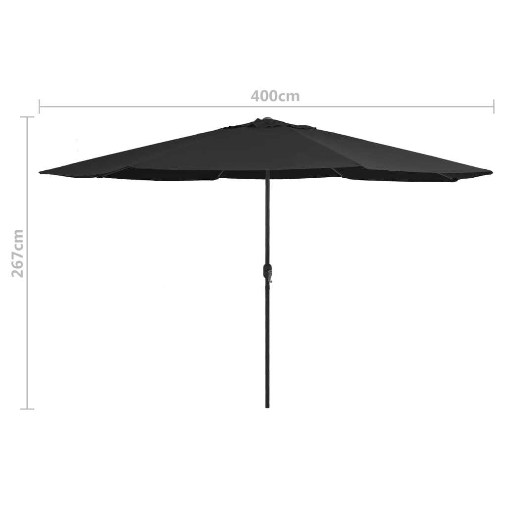 Berkfield Outdoor Parasol with Metal Pole 400 cm Black