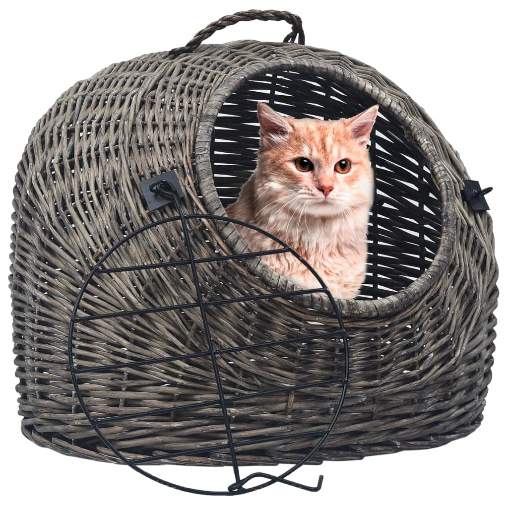 Berkfield Cat Transporter Grey 60x45x45 cm Natural Willow