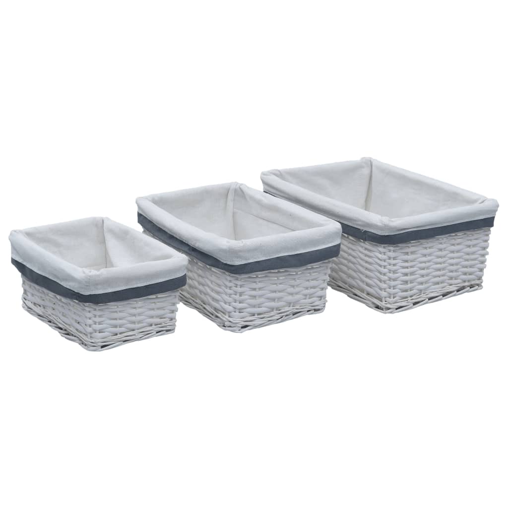 Berkfield 3 Piece Nesting Basket Set White Willow