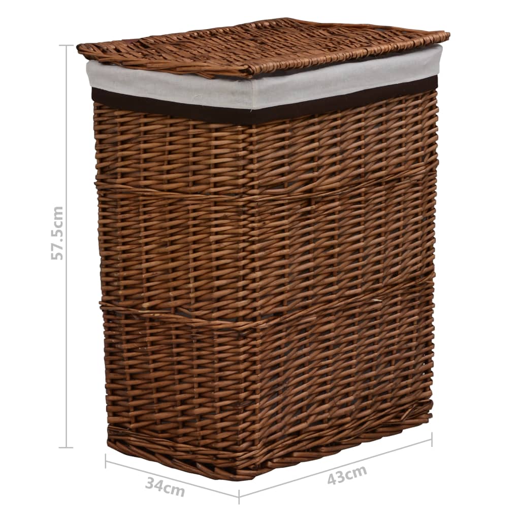Berkfield Laundry Basket Brown Willow
