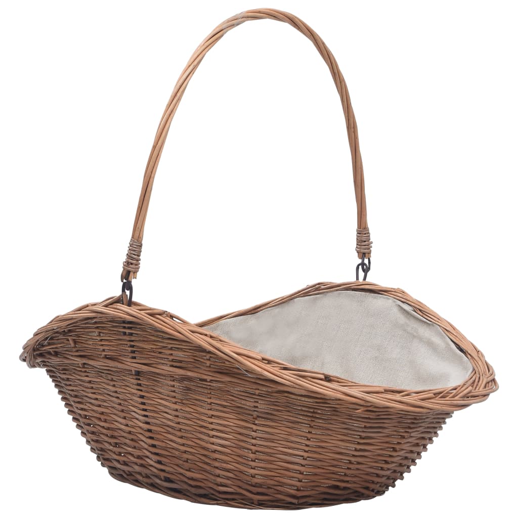 Berkfield Firewood Basket with Handle 60x44x55 cm Natural Willow
