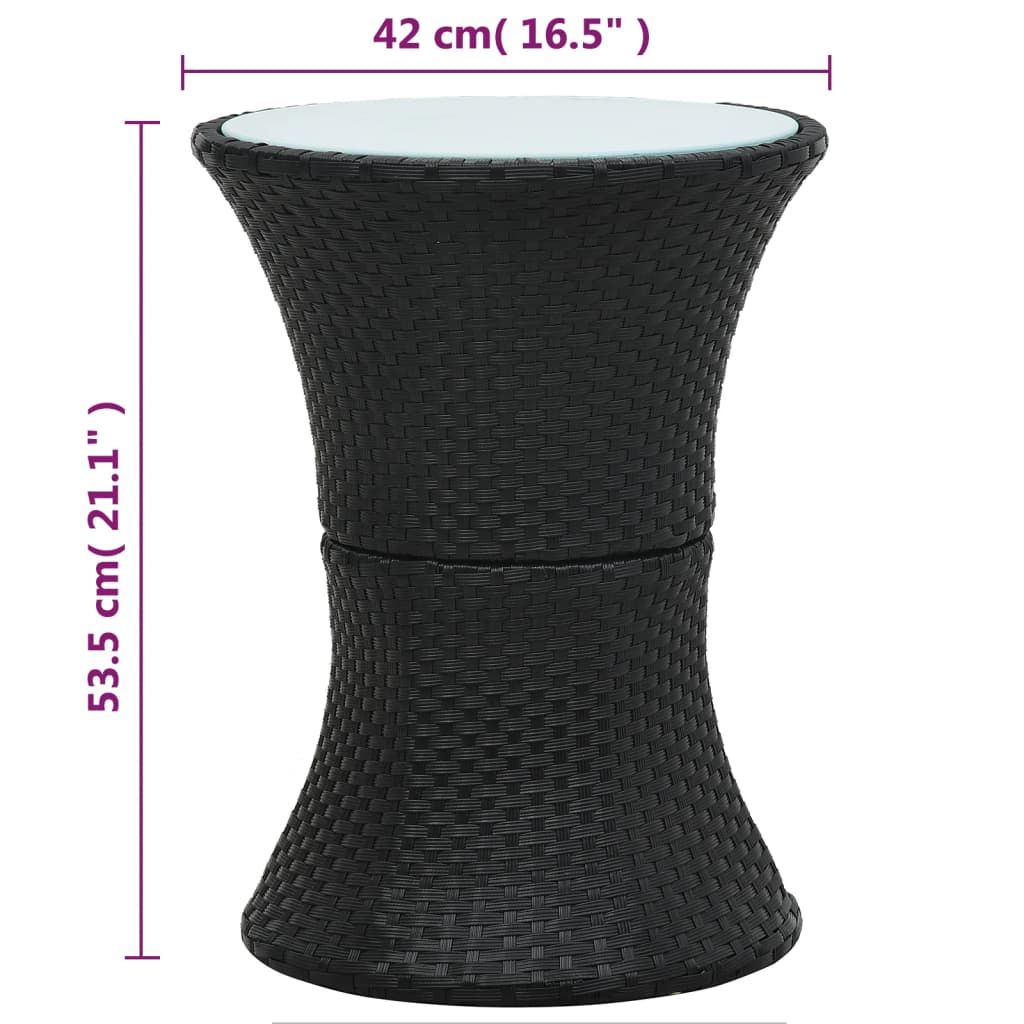 Berkfield Garden Side Table Drum Shape Black Poly Rattan