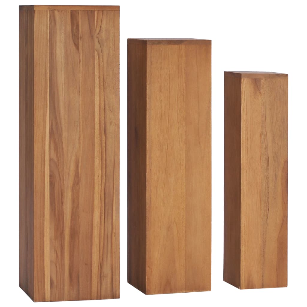 Berkfield 3 Piece Plant Stand Set Solid Teak Wood