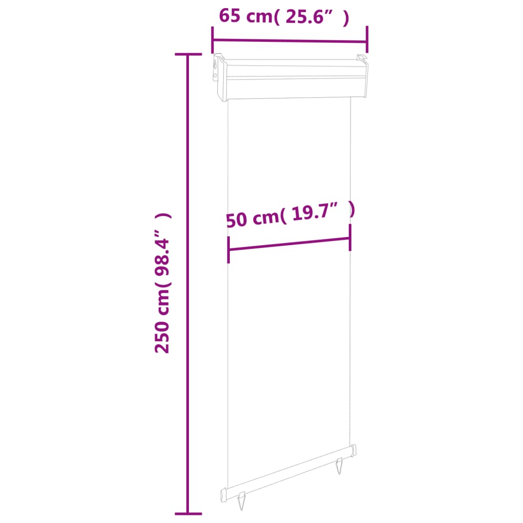 Berkfield Balcony Side Awning 65x250 cm Red