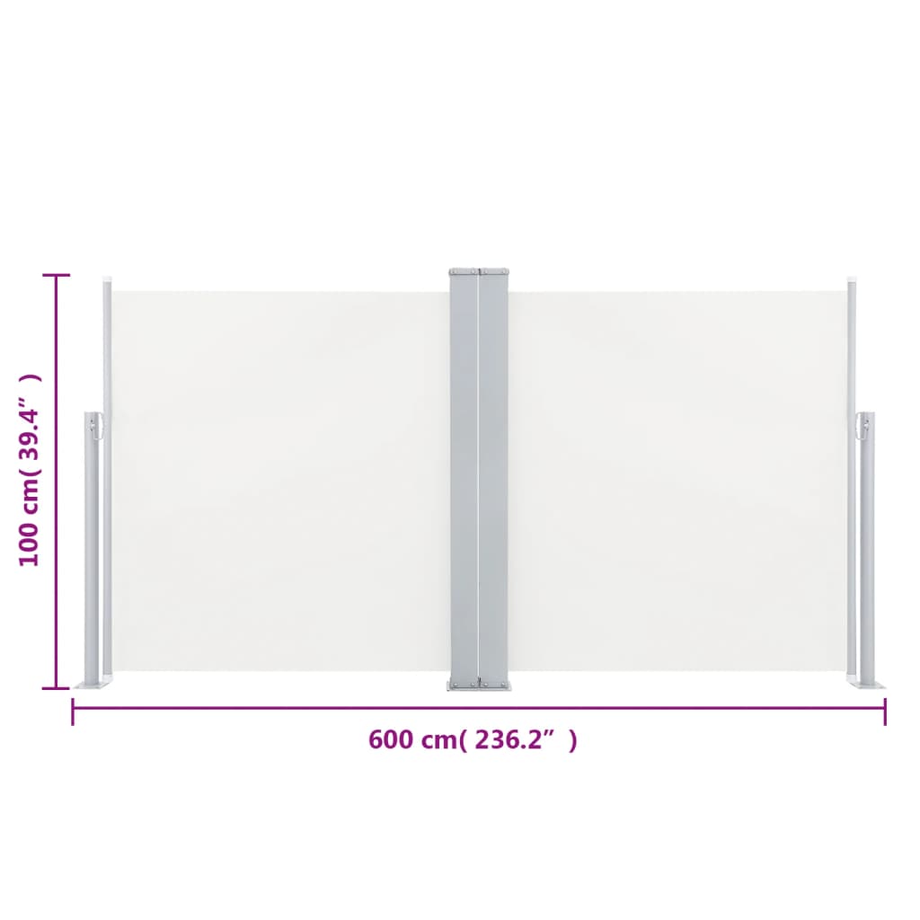 Berkfield Retractable Side Awning Cream 100x600 cm