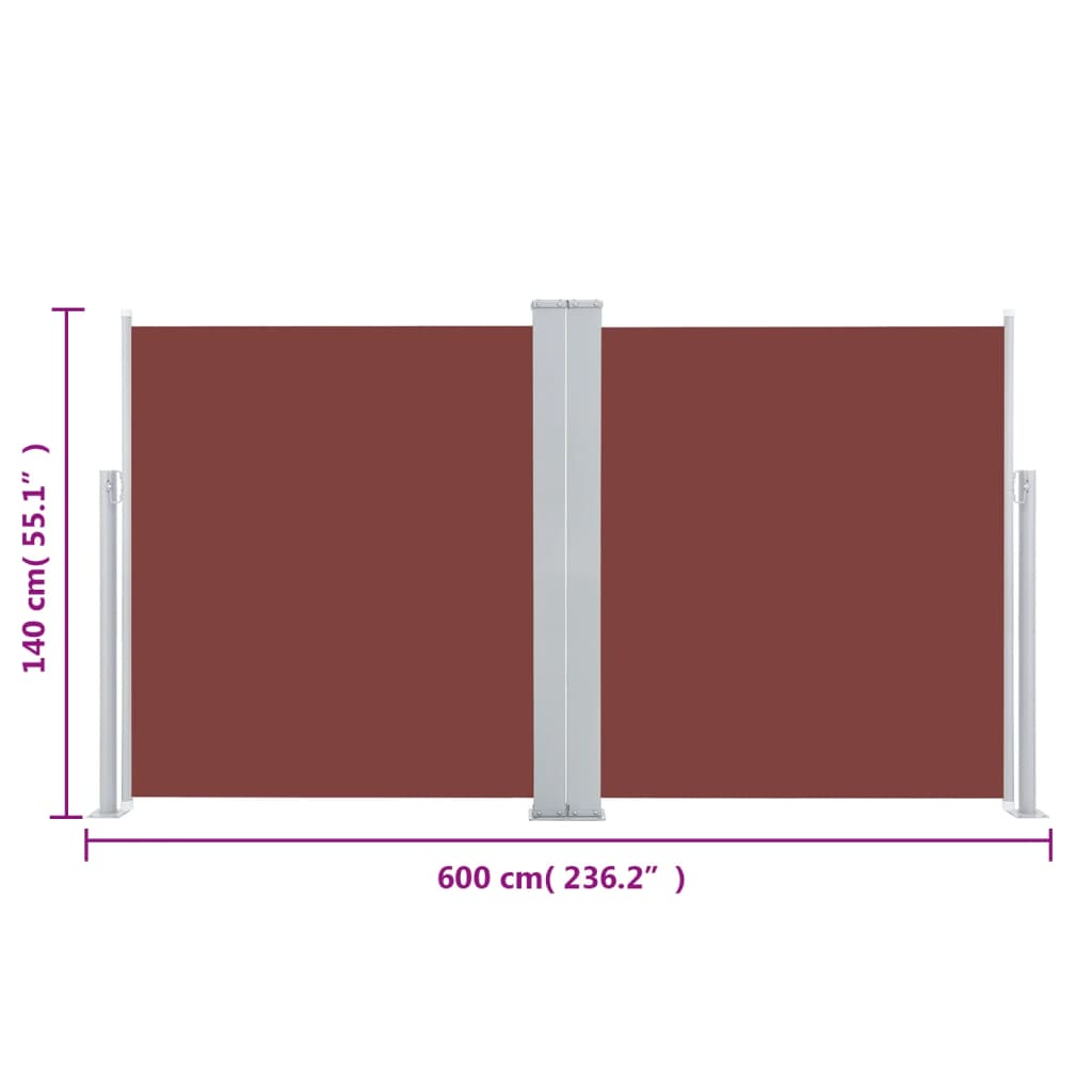 Berkfield Retractable Side Awning Brown 140x600 cm