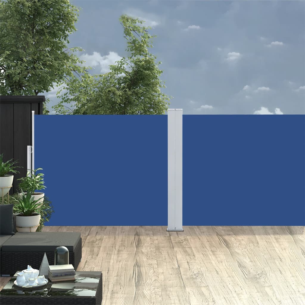 Berkfield Retractable Side Awning Blue 140x1000 cm