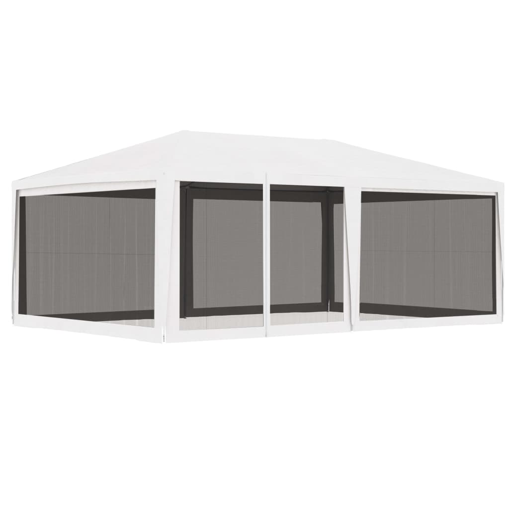 Berkfield Party Tent with 4 Mesh Sidewalls 4x6 m White